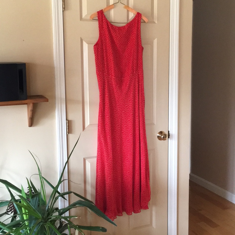 Red and cream dress 100% silk